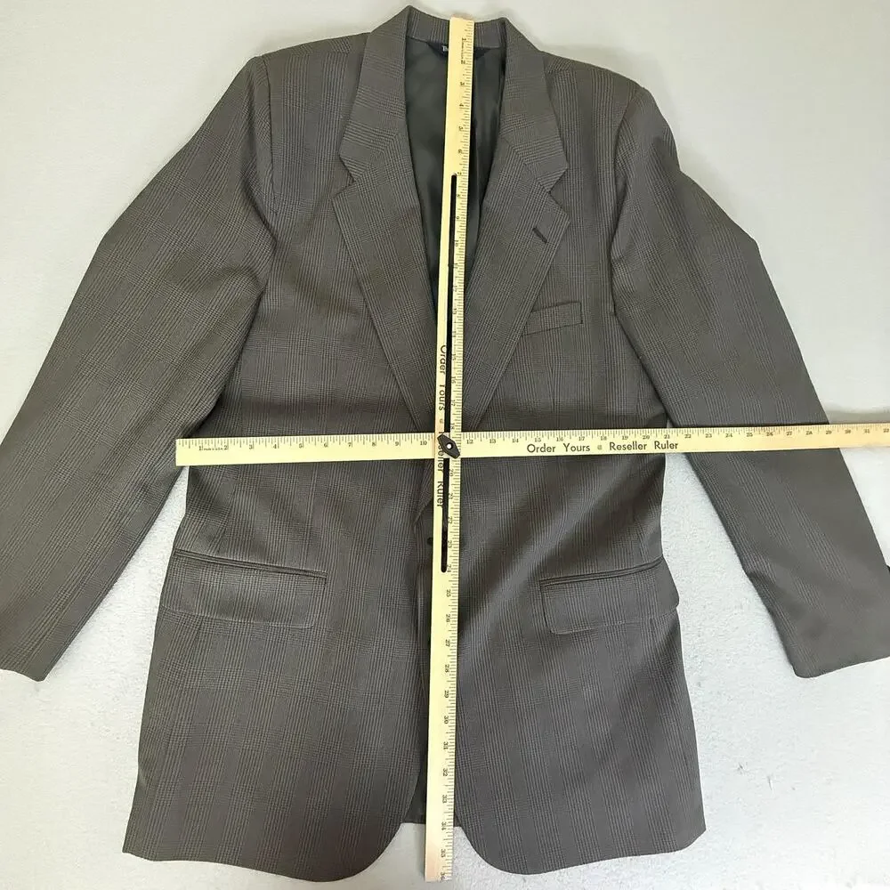 Vintage Burberrys Wool Blazer Gray Check 2 Button USA Mens Sport Coat